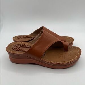 Aomigoot  Brown Leather Women's Sandals size 39